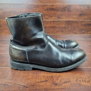 Frye Bowery Inside Side Zip Leather Boots 3480336 BLK Mens Size 11 D